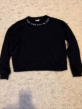 Black Embroidered Crewneck Sweatshirt